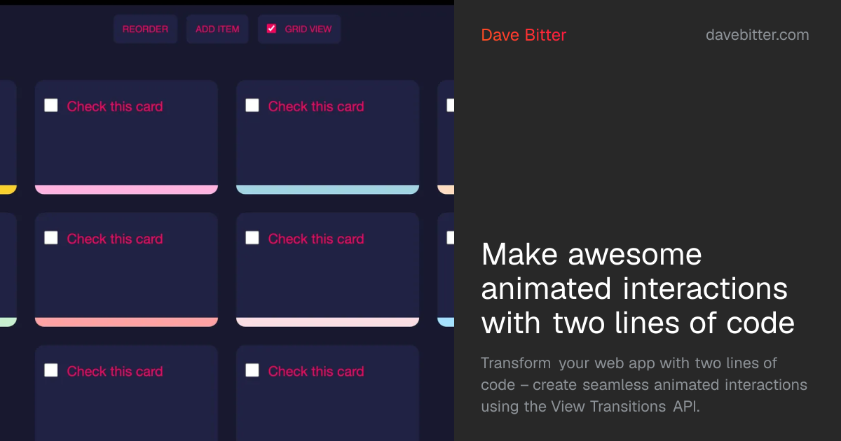 Make awesome animated interactions with two lines of code | Dave Bitter
