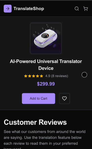 Demo of Chrome Translation API in action