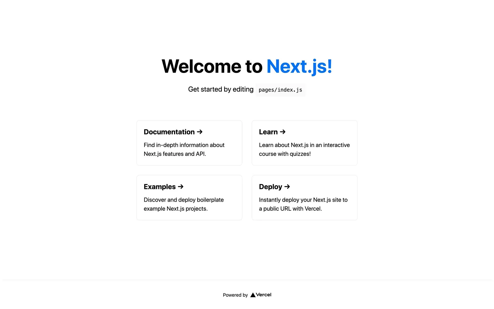 Create Next App default page