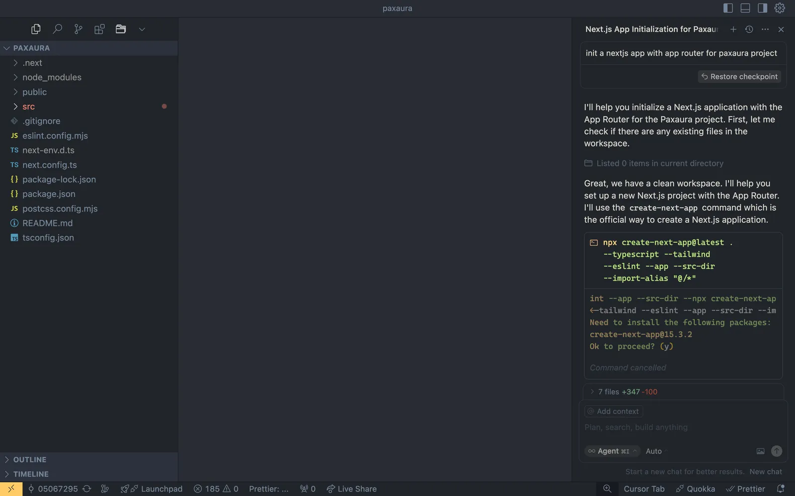 Code editor with an AI chat on the right hand side