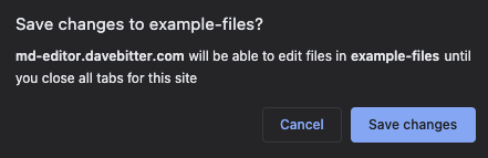 Screenshot of MacOS UI to confirm whether you want to allow the website to save the file