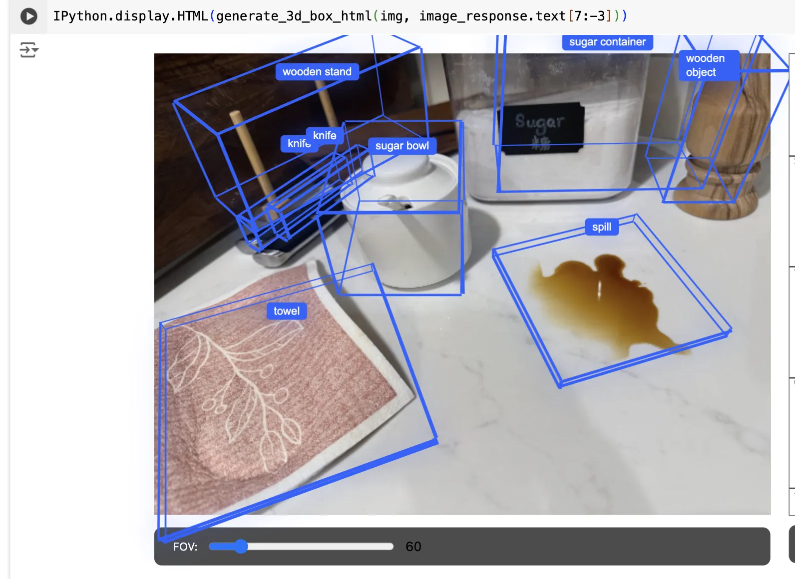 3D squares mapped on image with objects