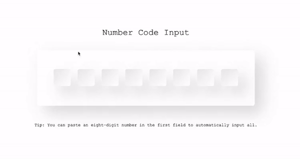 Number Code Input with HTML, CSS and JS