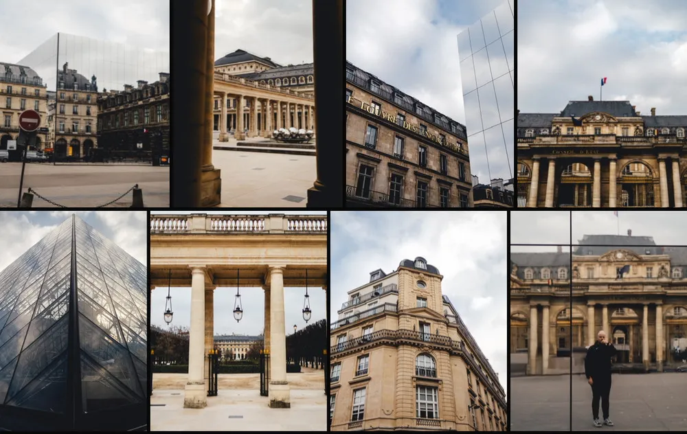 Grid with photos of Parisian architecture